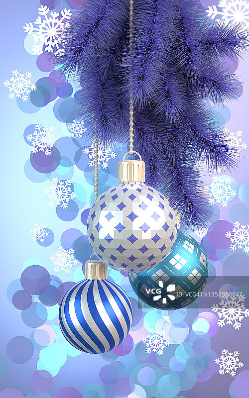 圣诞新年智能手机和贺卡背景与装饰在蓝色的背景图片素材