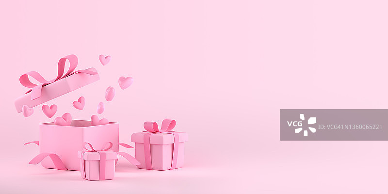 情人节礼物，粉色背景。图片素材