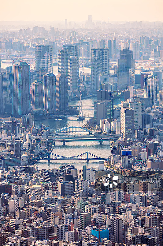 东京摩天大楼空中鸟瞰图，日本。图片素材