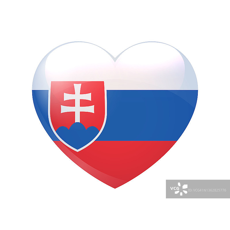 斯洛伐克国旗在心中。爱的象征。矢量国家图标孤立eps10图片素材