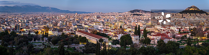 希腊雅典古老和现代的全景图片素材