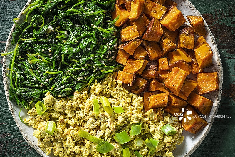 豆腐沙拉炒早餐素食食谱自制的所有植物ba图片素材