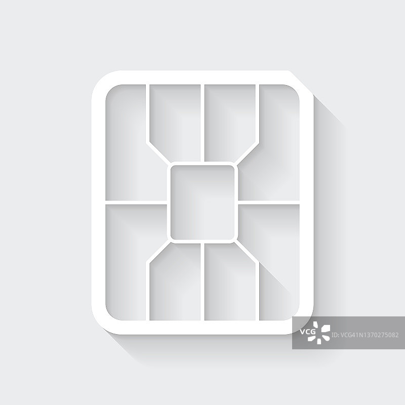 纳米SIM卡。图标与空白背景上的长阴影-平面设计图片素材