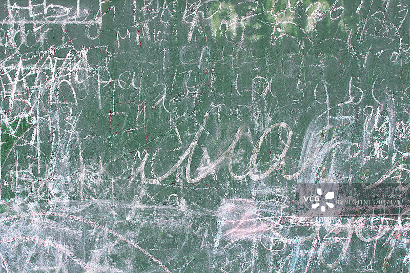 旧学校董事会。用粉笔在黑板上题字。特写镜头。背景。纹理。图片素材