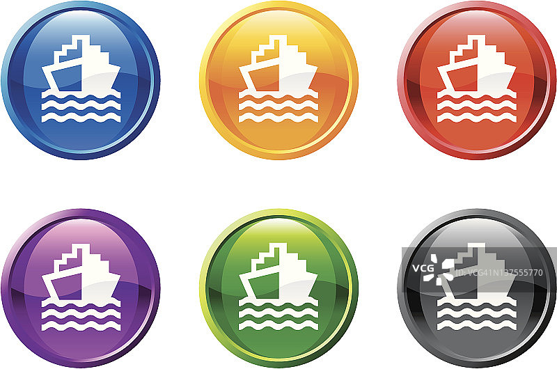 船船版税免费矢量图标设置圆形按钮图片素材