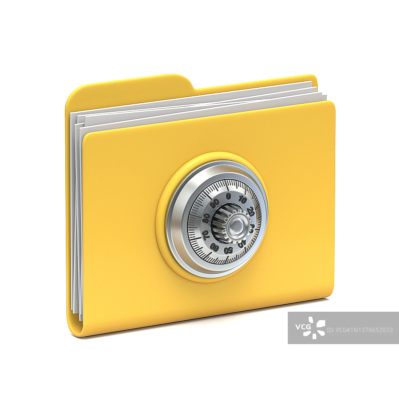 黄色文件夹图标锁定文件3D图片素材