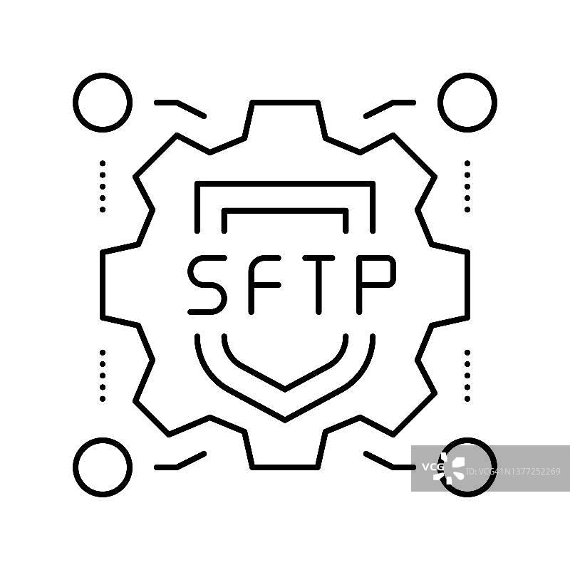 SFTP标签线图标矢量插图符号图片素材