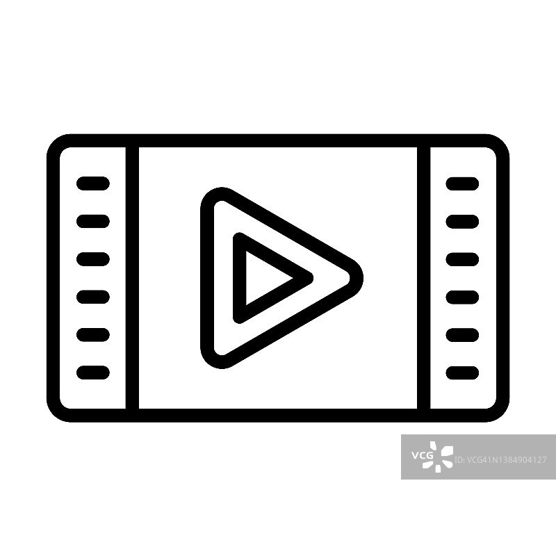 视频版图标从用户界面集合。薄线性视频版，视频，相机轮廓图标孤立在白色背景。线向量视频版符号，网页和移动符号。图片素材