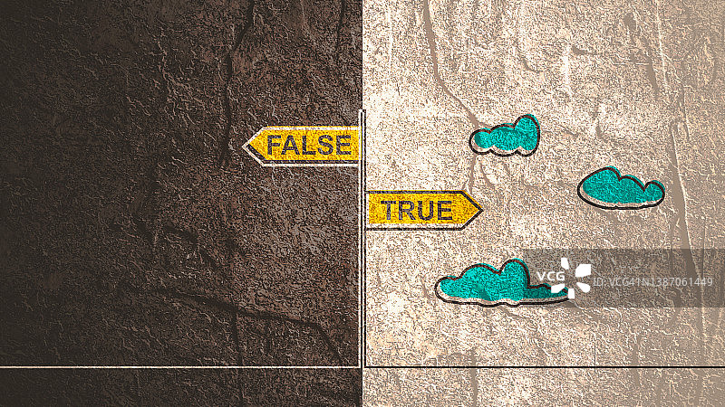 TRUE和FALSE指向相反方向的路标图片素材