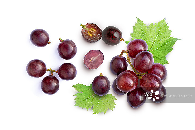 红葡萄，绿叶图片素材