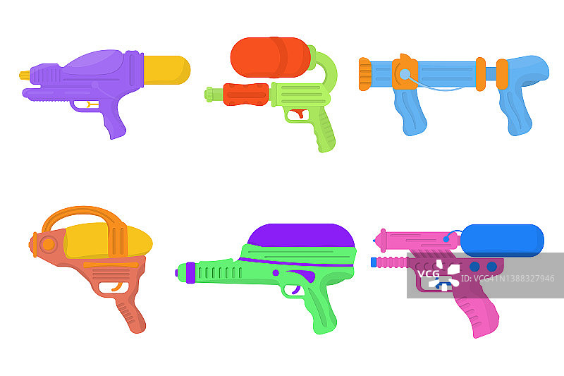 水枪，儿童玩具武器，平枪，手枪。图片素材