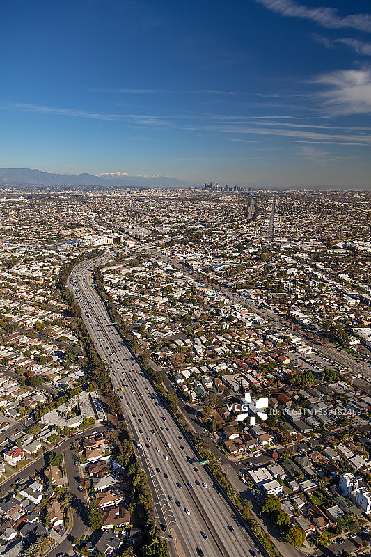 加州洛杉矶高速公路的鸟瞰图图片素材