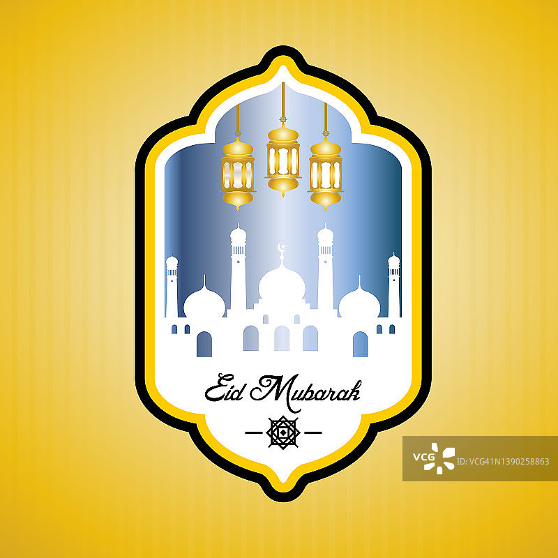 Eid Mubarak，卡片和插图矢量图片素材