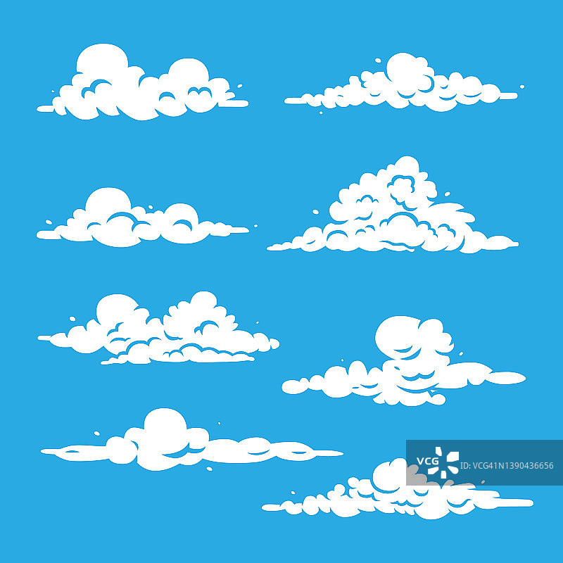 一组白云。程式化的插图。图片素材