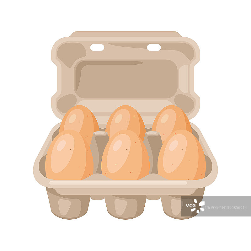 棕色鸡蛋在纸箱包装插图。食品和农业行业的图片。图片素材