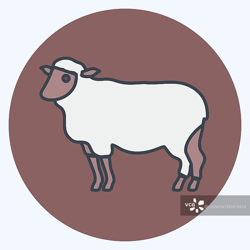 图标的羊。适合动物标志。颜色风格交配。简单的设计可编辑。设计模板向量。简单的符号说明图片素材