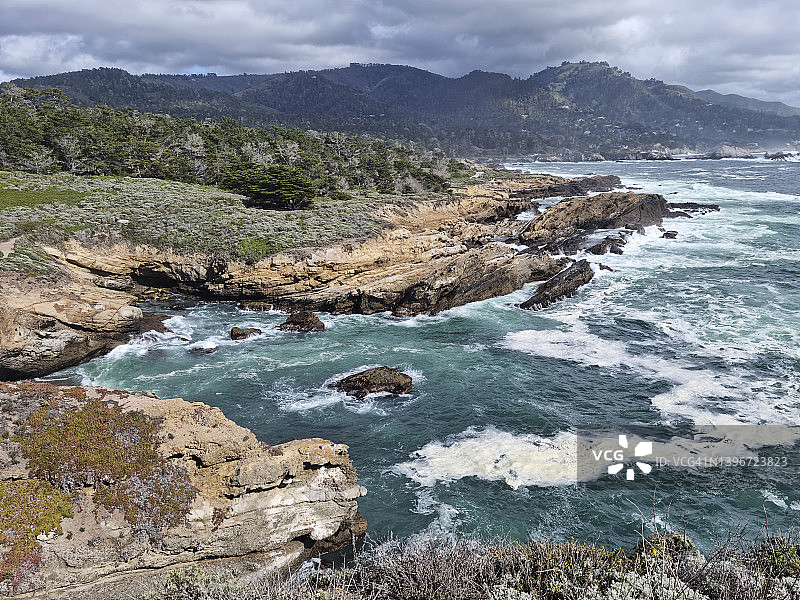 Point Lobos国家自然保护区的太平洋景色图片素材