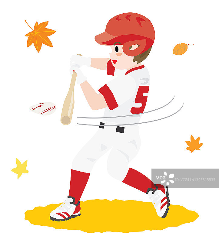 运动的秋天和打棒球的男孩。图片素材