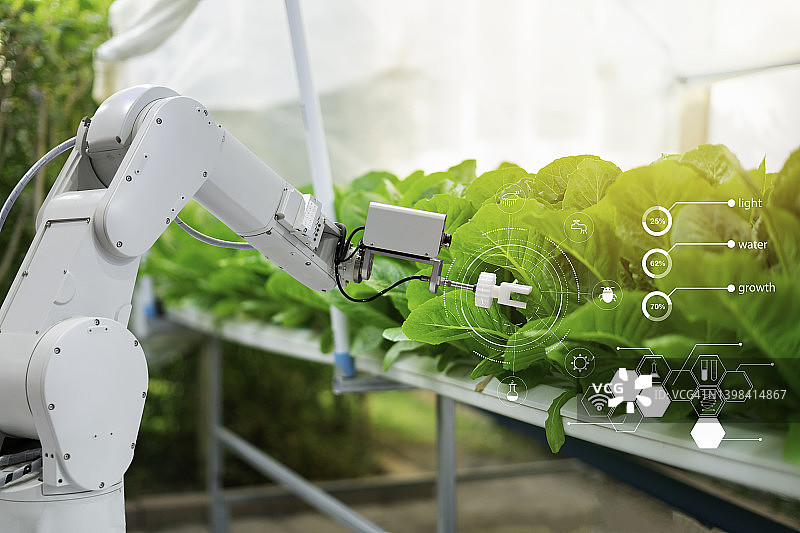 智能农业技术与智能手臂机器人图片素材