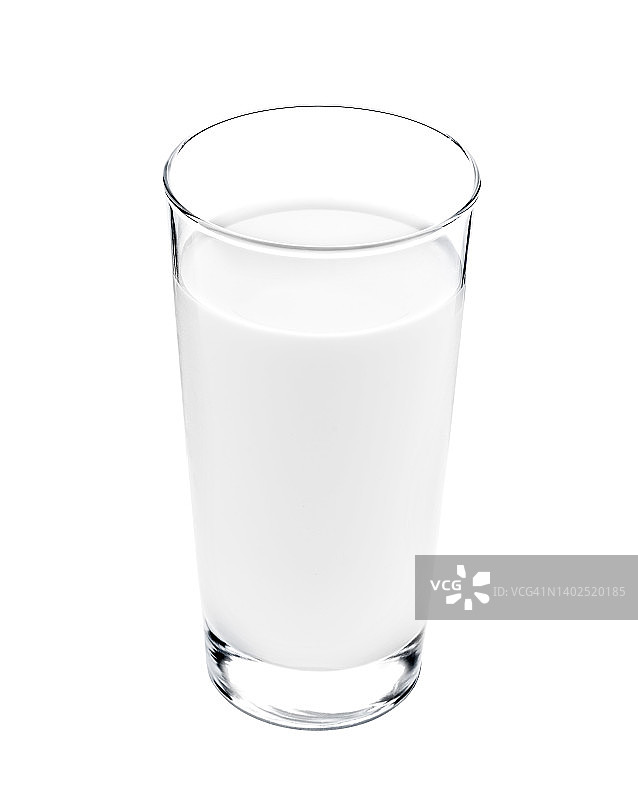 一杯孤立在白色上的鲜牛奶图片素材