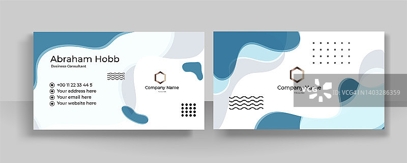 现代简约的蓝白色名片设计模板与企业风格图片素材