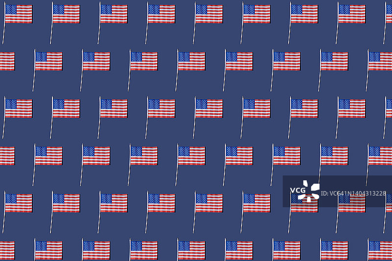 蓝色背景的美国国旗图案。爱国主义概念，骄傲，7月4日，独立日，庆典，国家和民族。图片素材
