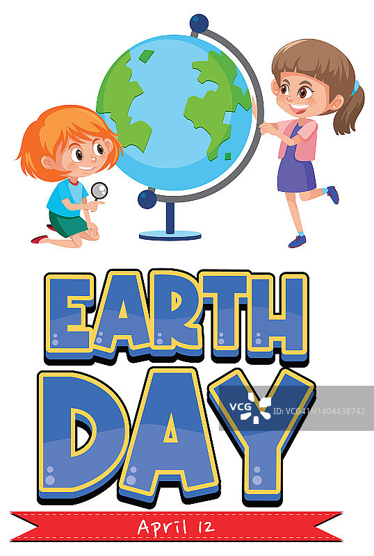 快乐的地球日与儿童卡通人物图片素材