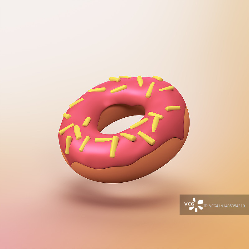 甜甜圈风格的三维CGI图标对象图片素材