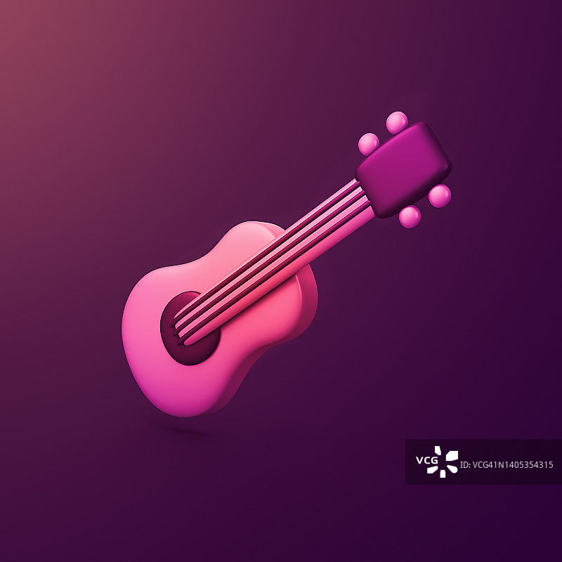 吉他音乐乐器-风格的3d CGI图标对象图片素材