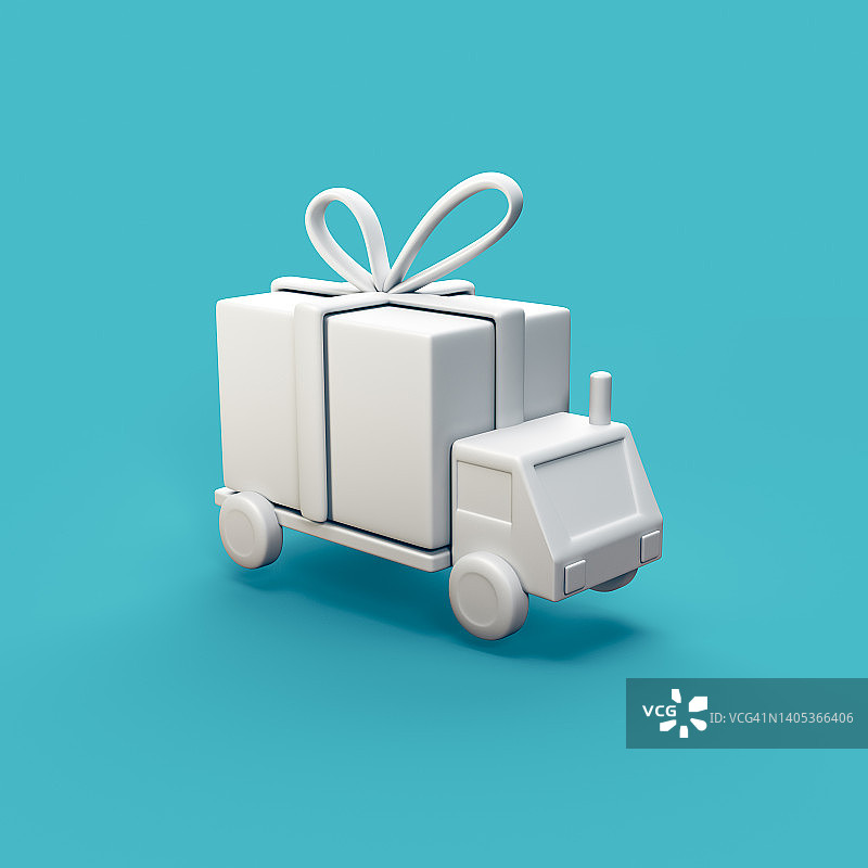 卡车与礼物在顶部风格的3d CGI图标对象图片素材