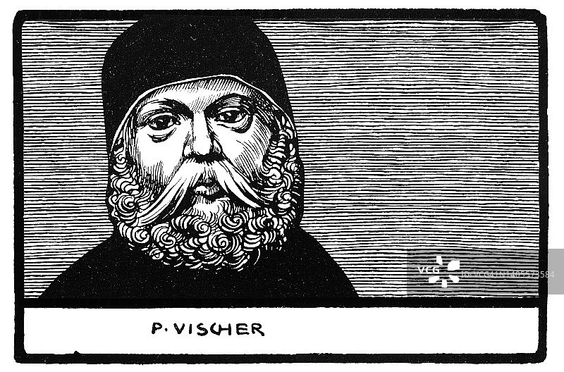 肖像艺术家彼得·维舍尔1898年新艺术插画图片素材