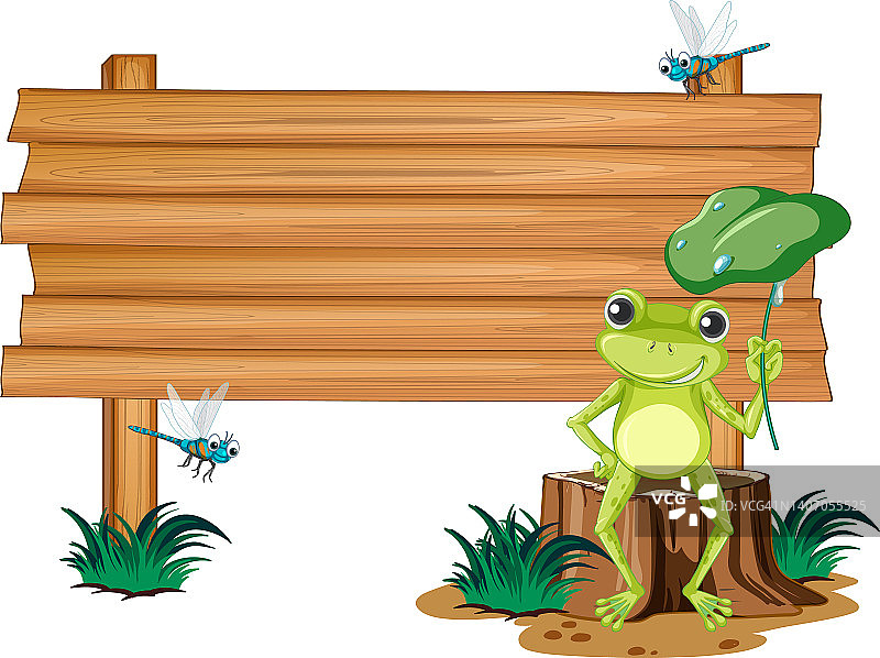 有青蛙的空白木招牌图片素材