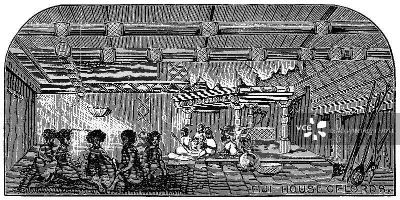 斐济上议院/立法委员会/众议院在Viti Levu岛上，斐济- 19世纪图片素材