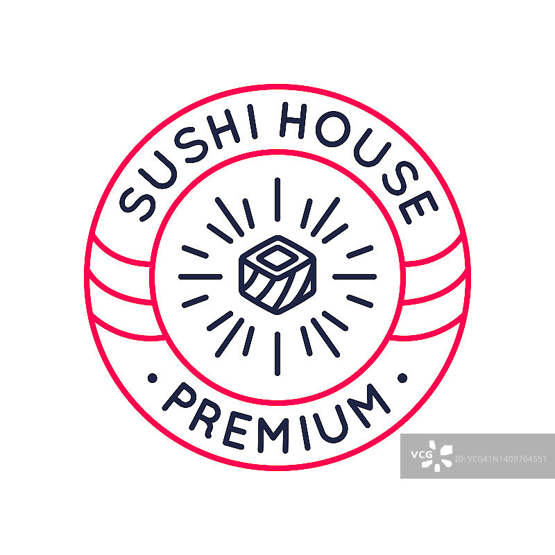 寿司屋的标志，图标。为寿司店和餐厅设计的方形寿司卷图标。矢量图图片素材