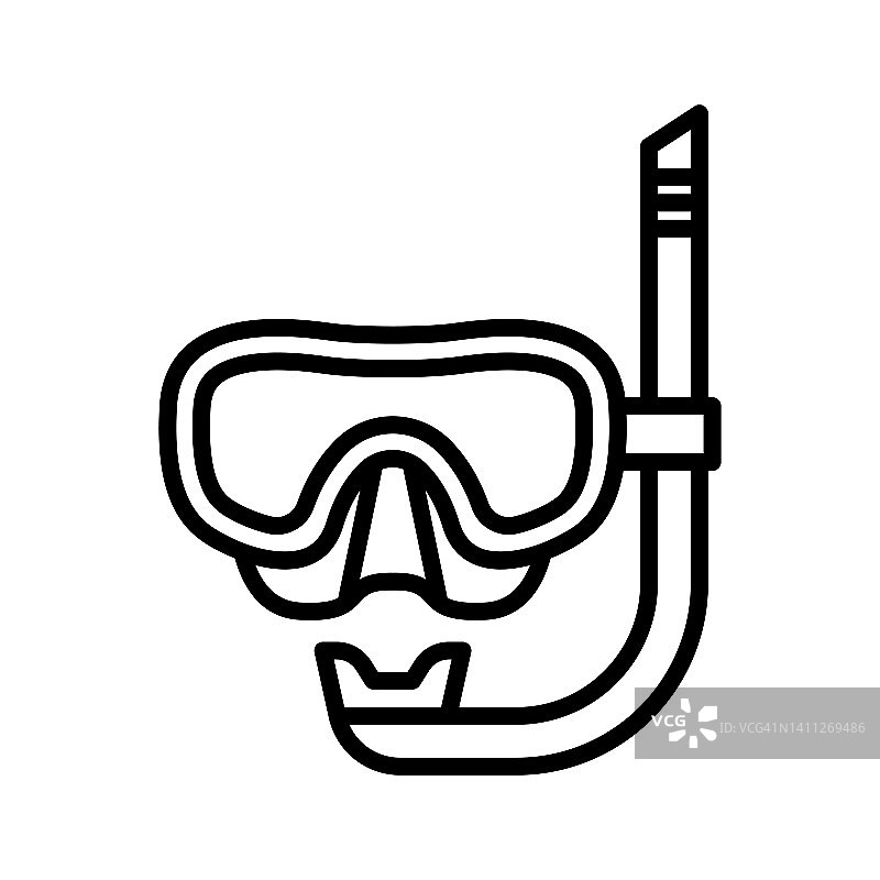 通气管面具图标，水下面具。浮潜设备。图片素材