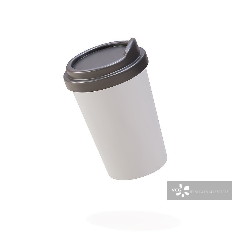 3d灰色纸咖啡杯在白色背景。矢量插图。图片素材