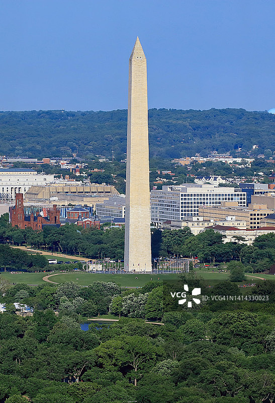 鸟瞰华盛顿特区特色的华盛顿纪念碑和国家广场-华盛顿特区，美国。图片素材