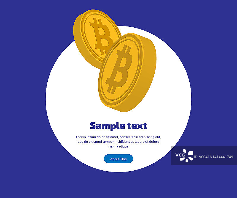 两种数字虚拟加密货币比特币在深蓝色背景的白色圆圈上的金币图片素材