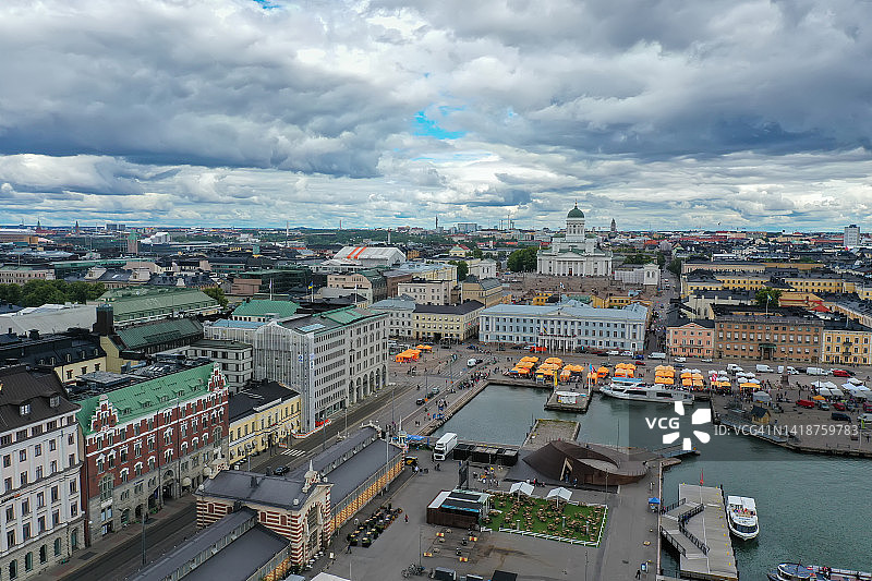 芬兰赫尔辛基市鸟瞰图图片素材