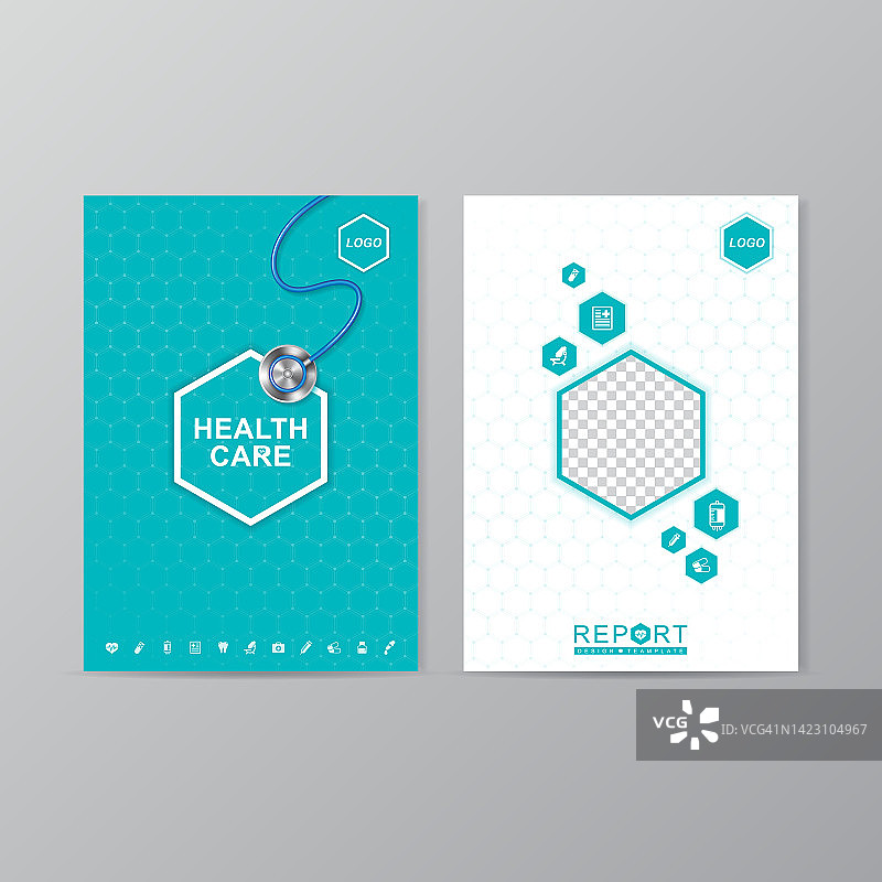 卫生保健和医疗覆盖A4报告设计模板图片素材