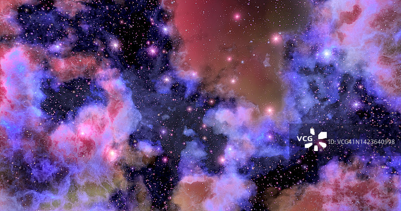 3 d渲染。空间壁纸和背景。宇宙中有恒星、星座、星系、星云、气体云和尘埃云图片素材