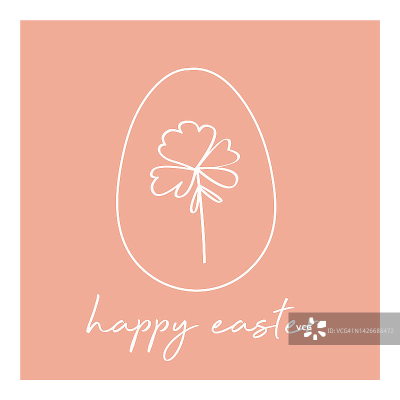 复活节快乐，贺卡模板花和鸡蛋在粉彩粉红色，现代的最小设计图片素材