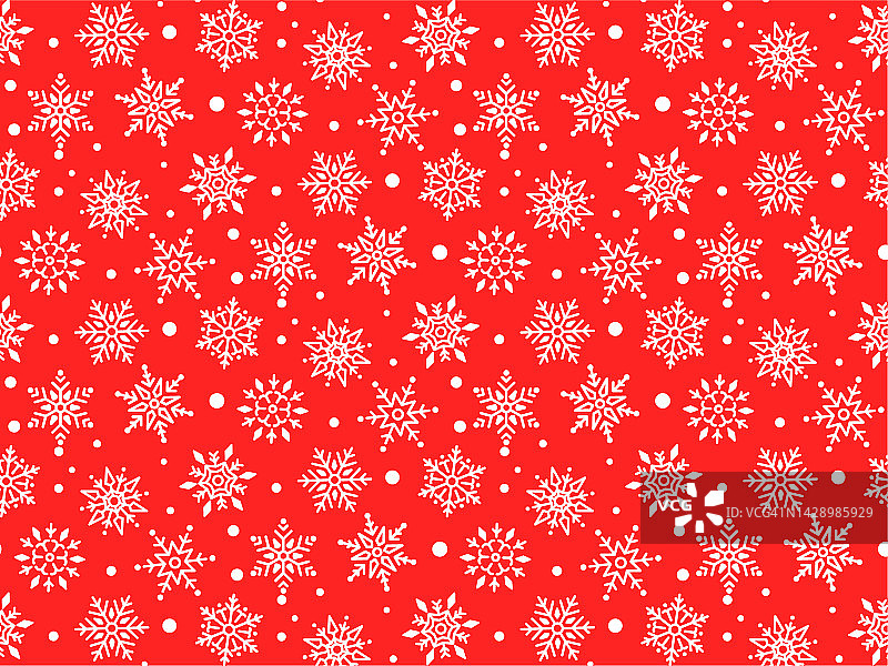 冬季模式。白色雪花上的红色图案。矢量图图片素材