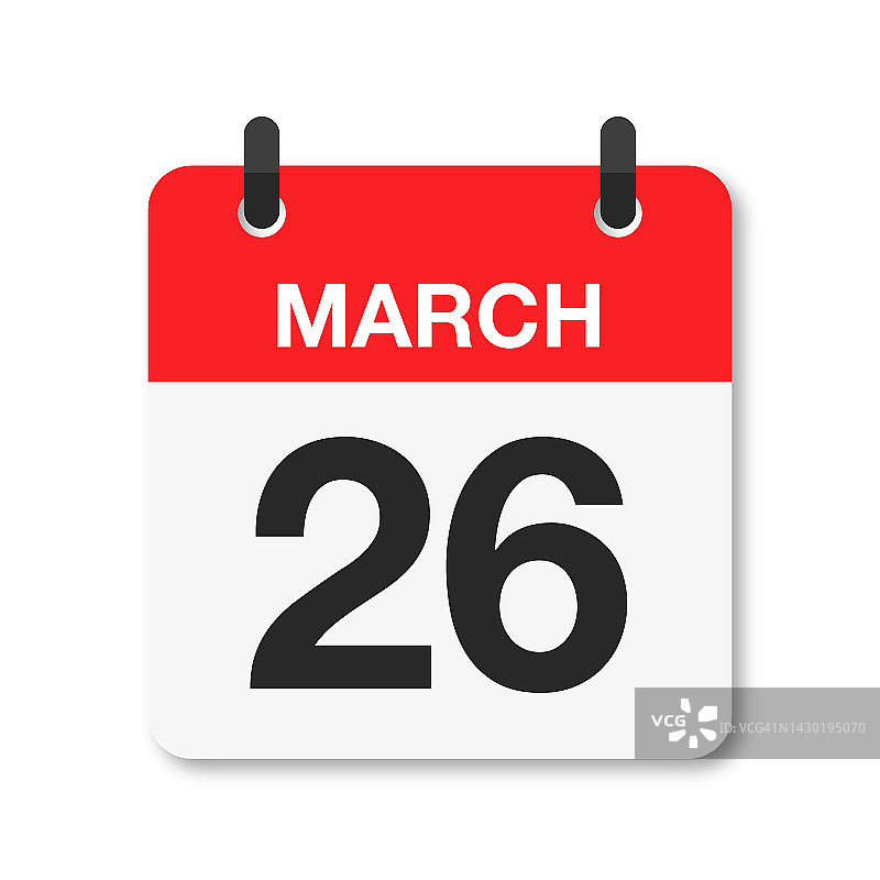 3月26日-每日日历图标-白色背景图片素材