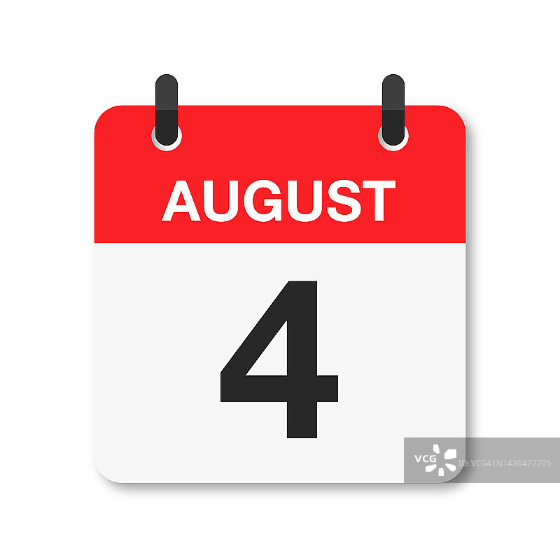 8月4日-每日日历图标-白色背景图片素材
