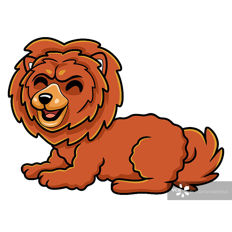 可爱的小狮子躺在狗的卡通图片素材