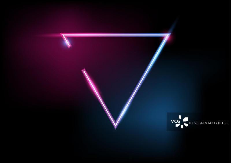 抽象几何三角形框架边界灯光霓虹灯效果矢量插图图片素材