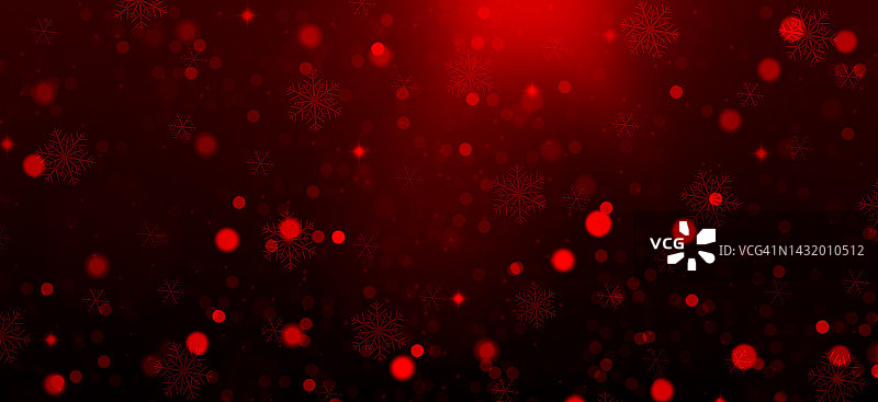 冬季圣诞节背景:红色背景上的雪花和灯光。图片素材