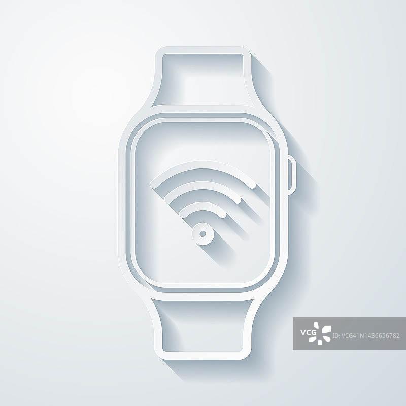 Smartwatch wifi。空白背景上剪纸效果的图标图片素材