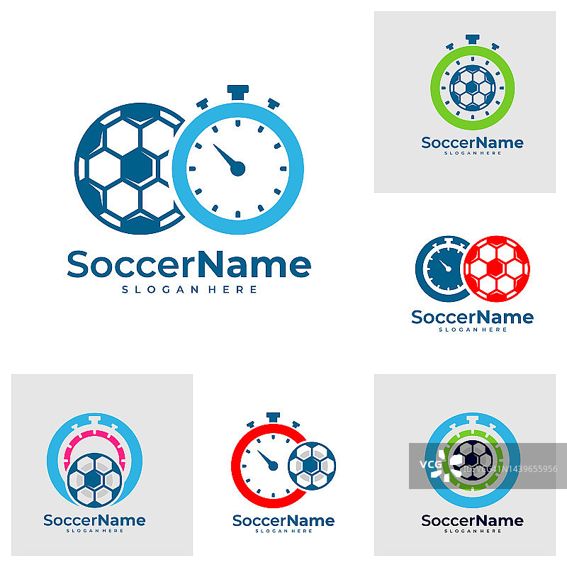 集合时间足球标志模板，足球标志设计矢量图片素材